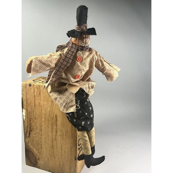 Pumpkin Head Scarecrow 21" Halloween Decoration Bean Bag Shelf Sitter Plush - Picture 4 of 8